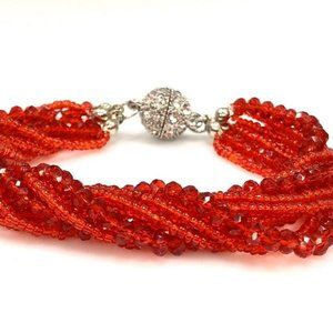 Crystal Multi Strand Bracelets, Magnetic Clasp